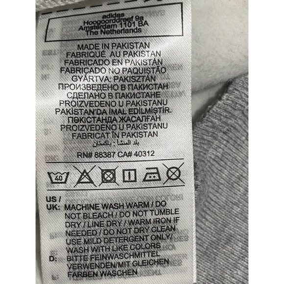 Adidas Gray Hooded Sweatshirt M Mens With White Stripes & Logo - Picture 11 of 16